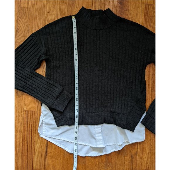 Derek Heart Gray Mockneck Sweater with Faux Shirt Tail - Picture 13 of 14